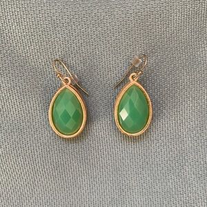 Green and gold drop earrings